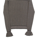 HUGO BOSS Womens Patterned Jumper Black Striped Roll Neck Tight Knit S