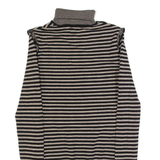 HUGO BOSS Womens Patterned Jumper Black Striped Roll Neck Tight Knit S