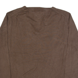 TOMMY HILFIGER Mens Jumper Brown V-Neck Tight Knit M