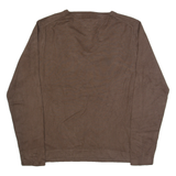TOMMY HILFIGER Mens Jumper Brown V-Neck Tight Knit M