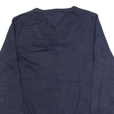 TOMMY HILFIGER Womens Jumper Blue V-Neck Tight Knit M