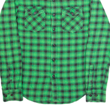 AMERICAN EAGLE Mens Shirt Green Check Long Sleeve XS