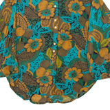 Womens Printed Shirt Brown Collared Long Sleeve Viscose Crazy Pattern M