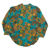 Womens Printed Shirt Brown Collared Long Sleeve Viscose Crazy Pattern M