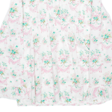 Womens Printed Shirt White Collared Long Sleeve Floral S