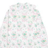 Womens Printed Shirt White Collared Long Sleeve Floral S