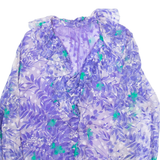 Shear Womens Printed Shirt Purple V-Neck Long Sleeve Floral M