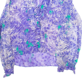 Shear Womens Printed Shirt Purple V-Neck Long Sleeve Floral M