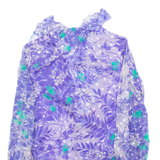 Shear Womens Printed Shirt Purple V-Neck Long Sleeve Floral M