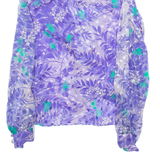 Shear Womens Printed Shirt Purple V-Neck Long Sleeve Floral M