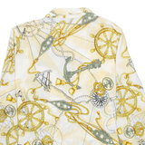 VALENTINE Womens Printed Shirt Beige Collared Long Sleeve Crazy Pattern L