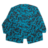 Womens Kimono Blouse Blue V-Neck 3/4 Sleeve Viscose Crazy Pattern L