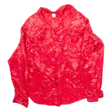 FLIER Womens Printed Shirt Red Collared Long Sleeve Silk Floral M