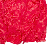 FLIER Womens Printed Shirt Red Collared Long Sleeve Silk Floral M