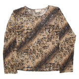 INFORMALS Womens Printed Blouse Beige Long Sleeve Animal Print L