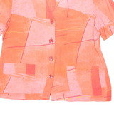 DEVERNOIR Womens Printed Blouse Pink V-Neck Faux Silk XL