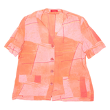 DEVERNOIR Womens Printed Blouse Pink V-Neck Faux Silk XL