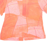 DEVERNOIR Womens Printed Blouse Pink V-Neck Faux Silk XL