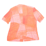 DEVERNOIR Womens Printed Blouse Pink V-Neck Faux Silk XL