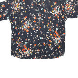Womens Printed Shirt Black Collared Floral M