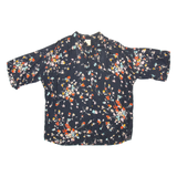 Womens Printed Shirt Black Collared Floral M
