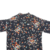 Womens Printed Shirt Black Collared Floral M