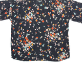 Womens Printed Shirt Black Collared Floral M