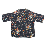 Womens Printed Shirt Black Collared Floral M