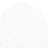 Womens Blouse White V-Neck Long Sleeve M