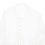 Womens Blouse White V-Neck Long Sleeve Floral M