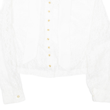 Womens Blouse White V-Neck Long Sleeve Floral M