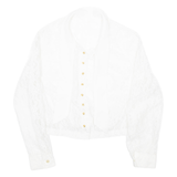 Womens Blouse White V-Neck Long Sleeve Floral M