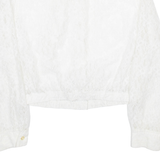 Womens Blouse White V-Neck Long Sleeve Floral M