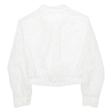 Womens Blouse White V-Neck Long Sleeve Floral M