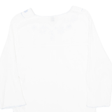 MERIEN HALL CASUALS Womens Blouse White Long Sleeve 90s Crazy Pattern M