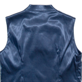 Womens Blouse Blue V-Neck Sleeveless Silk Crazy Pattern S