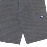 DICKIES Mens Workwear Shorts Grey Relaxed Check M W32