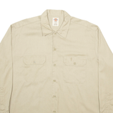 DICKIES Workwear Mens Plain Shirt Brown Long Sleeve L