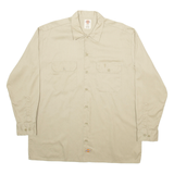 DICKIES Workwear Mens Plain Shirt Brown Long Sleeve L