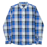 MICHAEL KORS Slim Fit Mens Shirt Blue Check Long Sleeve M