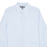 MICHAEL KORS Slim Fit Mens Shirt Blue Gingham Long Sleeve L