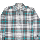 CASUAL LAND Mens Flannel Shirt Grey Check Long Sleeve L
