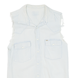 LOIS Distressed Womens Denim Shirt Blue Sleeveless S