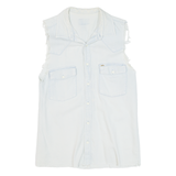 LOIS Distressed Womens Denim Shirt Blue Sleeveless S