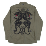 REPLAY Mens Plain Shirt Green Long Sleeve XS