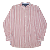 TOMMY HILFIGER Mens Shirt Red 90s Striped Long Sleeve XL