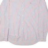 TOMMY HILFIGER Mens Shirt Red 90s Striped Long Sleeve L