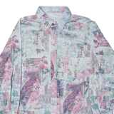 Womens Shirt Blue Crazy Pattern Long Sleeve M