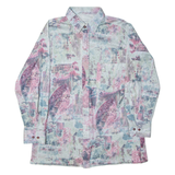 Womens Shirt Blue Crazy Pattern Long Sleeve M