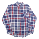 FUNNY BOY Mens Shirt Blue Plaid Long Sleeve L